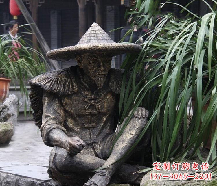 重庆中领雕塑定制——古典经典“渔翁”铜雕