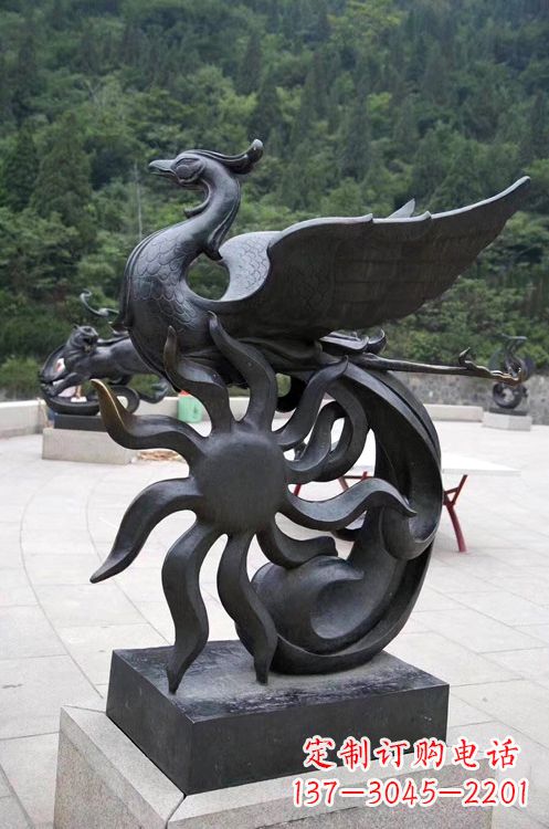 重庆公园广场天之四灵朱雀神鸟铜雕摆件