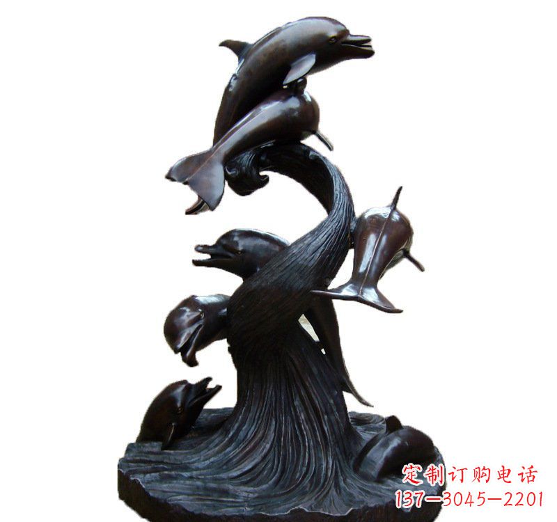 重庆公园海豚喷泉铜雕