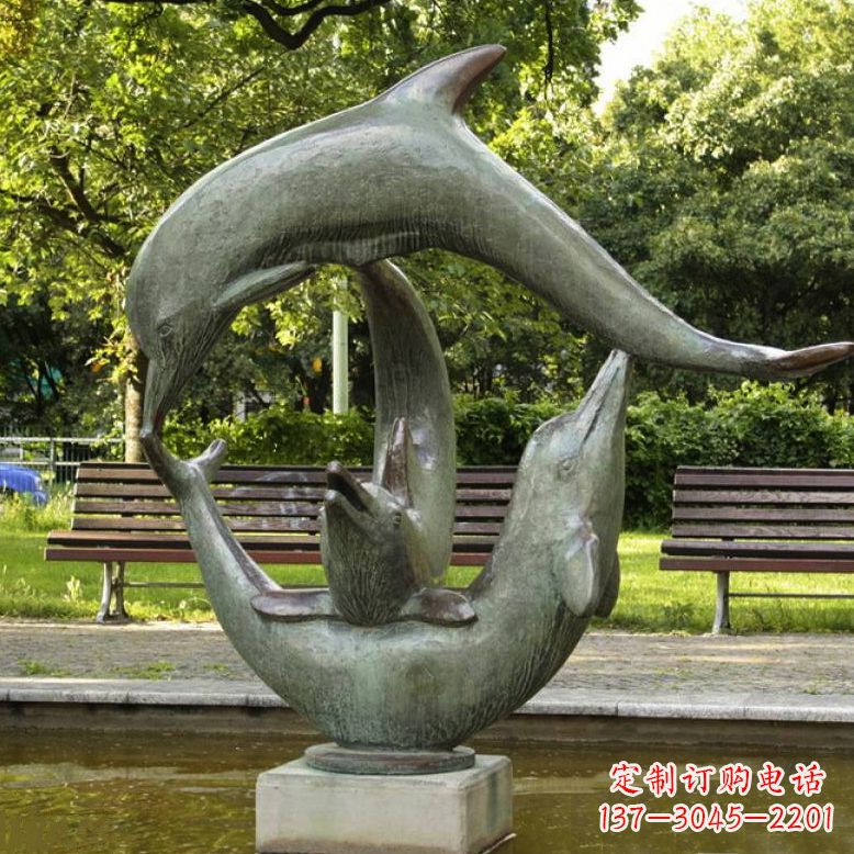 重庆公园海豚水景景观铜雕喷泉