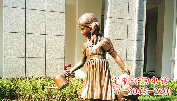 重庆可爱的公园小女孩铜雕