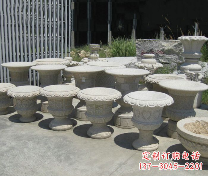 重庆大理石花盆石雕艺术品