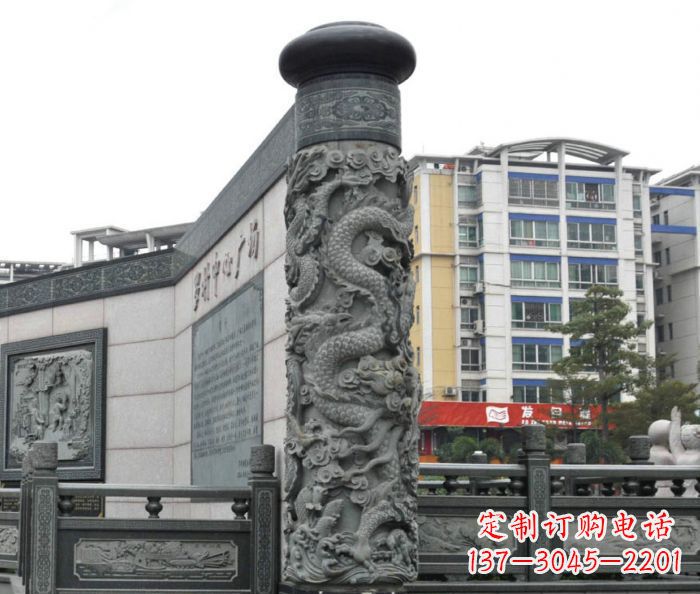 重庆公园景观仿古石雕龙柱