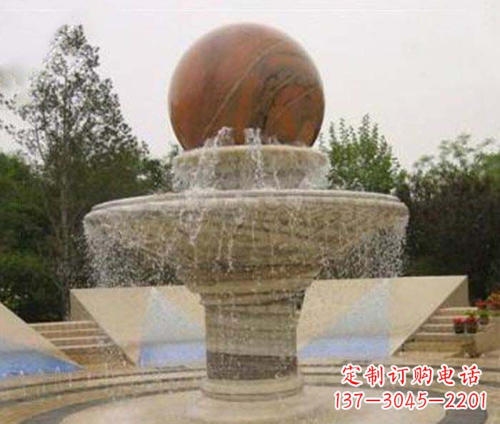 重庆公园景观风水球喷泉石雕 (2)