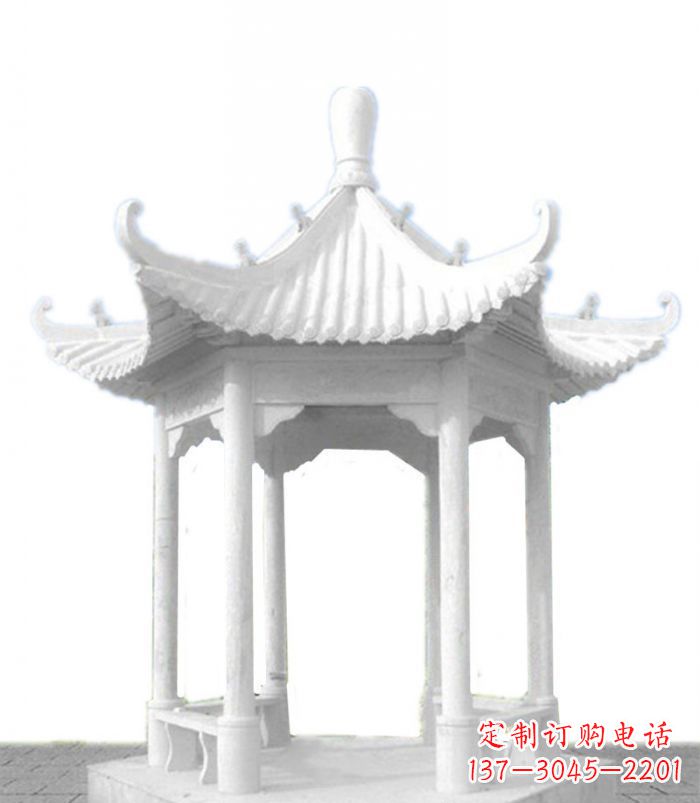 重庆公园景观汉白玉石雕凉亭 (2)