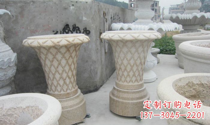 重庆公园景观花篮式花盆石雕