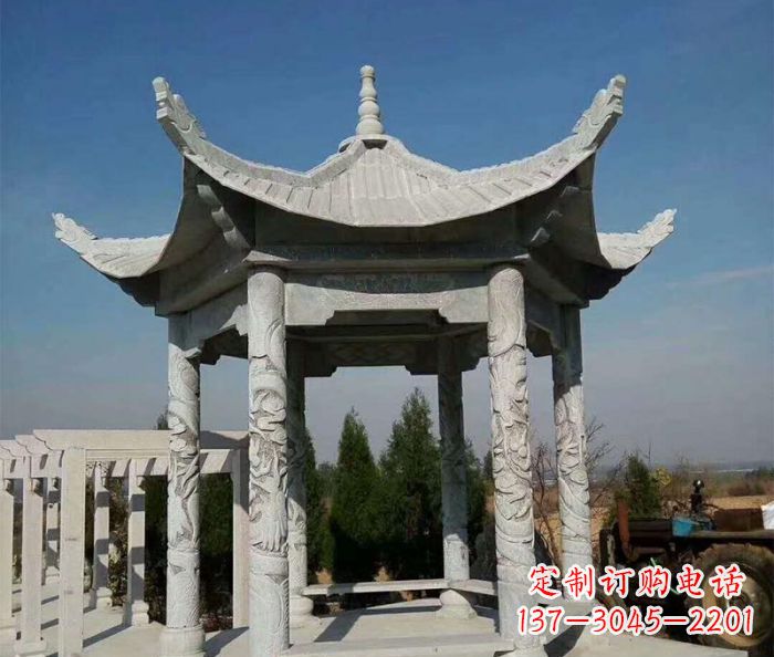 重庆公园景观六角凉亭石雕