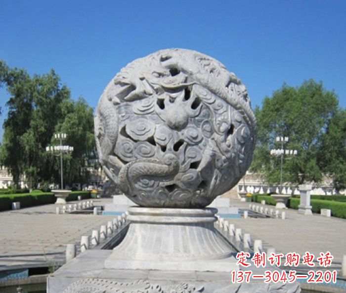 重庆公园景观龙浮雕球喷泉石雕