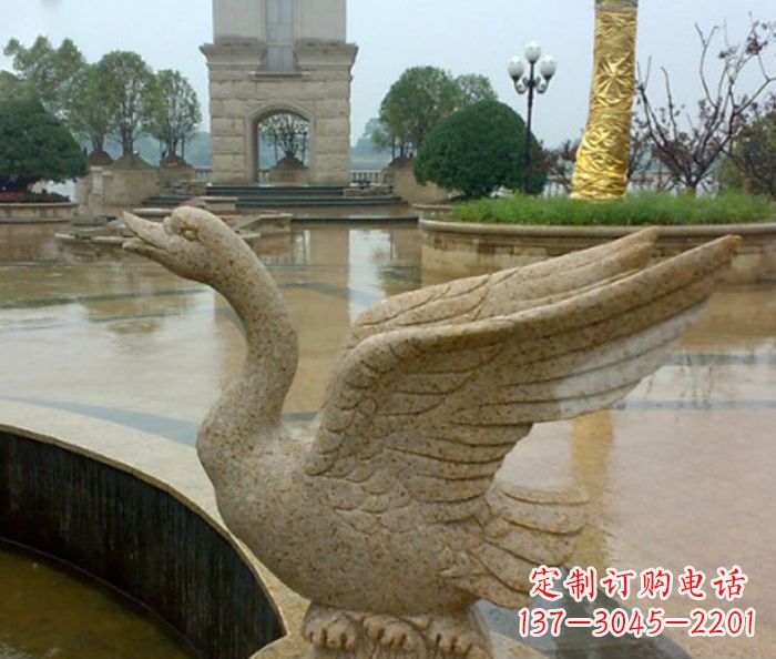 重庆公园景观砂岩天鹅喷泉石雕