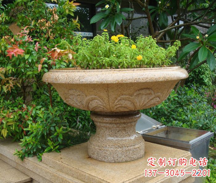重庆公园景观砂岩花盆石雕 (3)