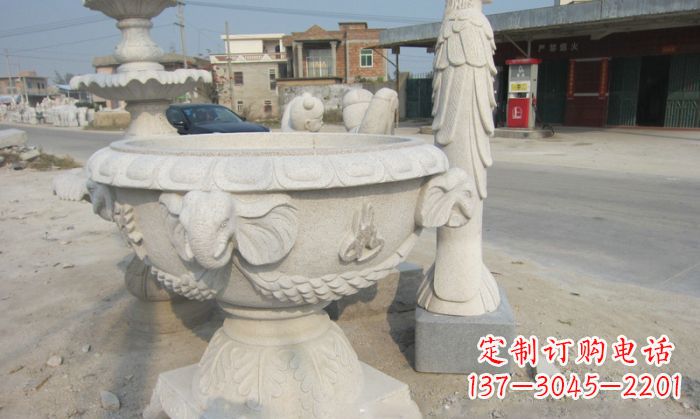 重庆公园景观象头石雕水缸