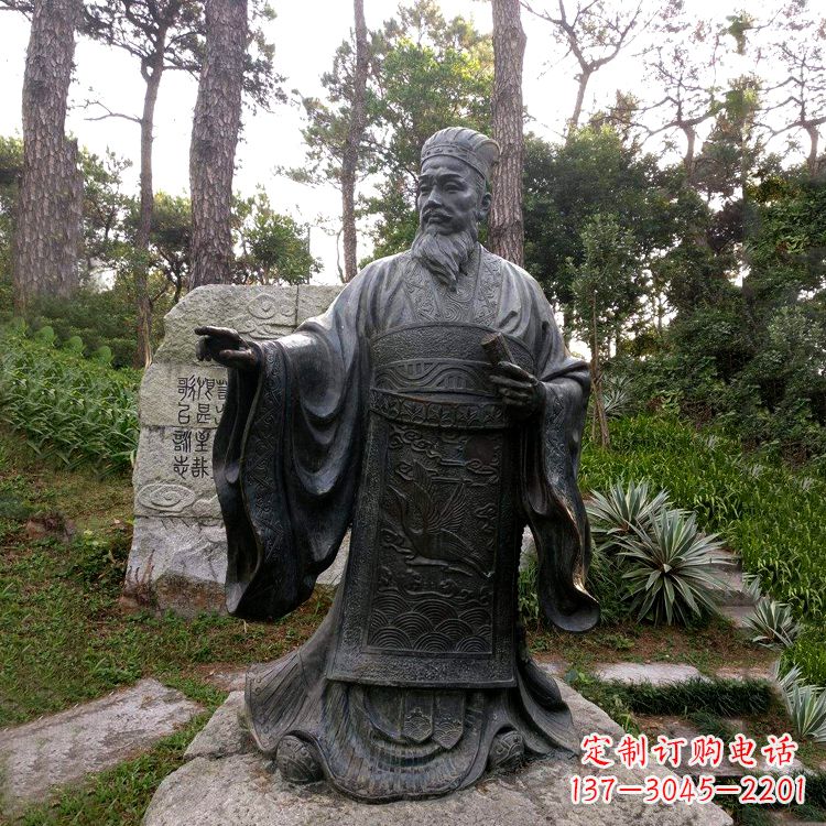 重庆公园景区历史名人纸神蔡伦铜雕像