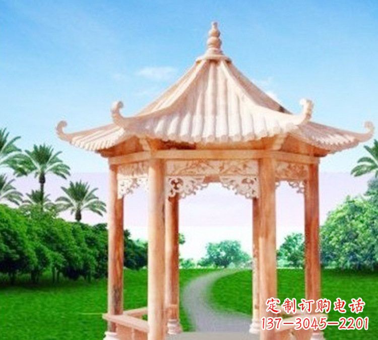 重庆艺术精美的六角凉亭石雕