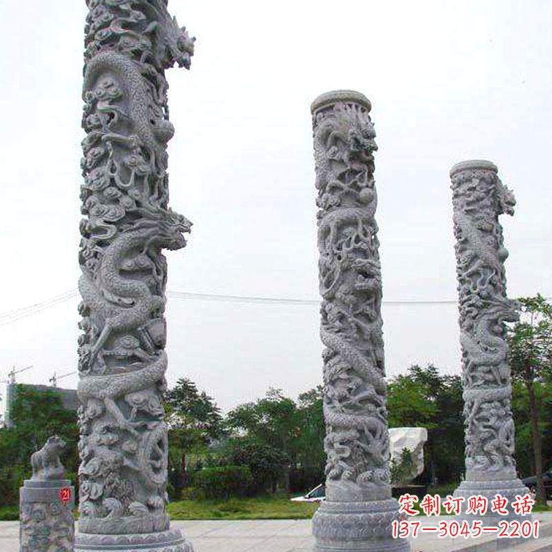 重庆精美的公园景观龙柱雕塑