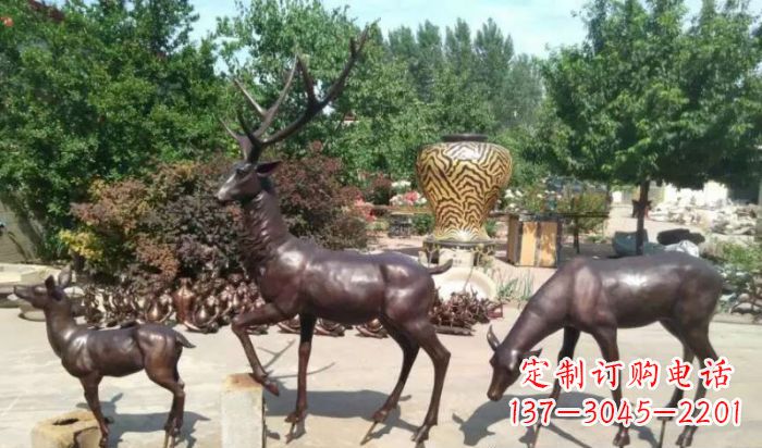 重庆公园鹿动物铜雕 (2)
