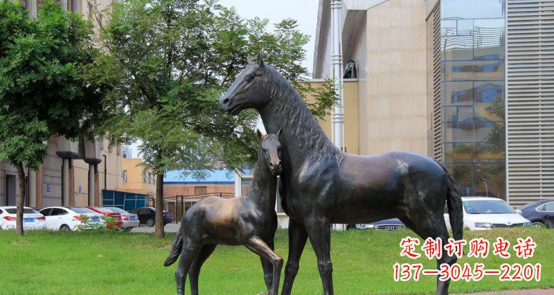 重庆优质实木母子马铜雕