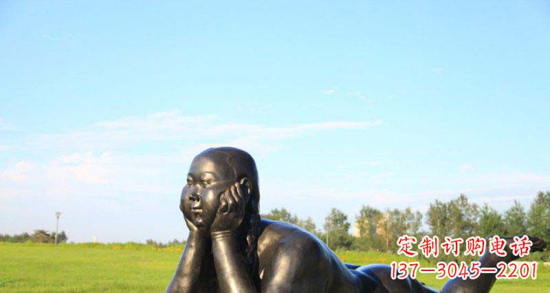重庆美好时光,萌萌哒胖女孩青铜雕塑