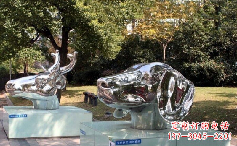 重庆不锈钢十二生肖头像雕塑