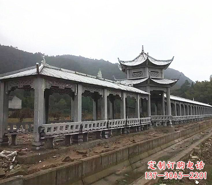 重庆中领雕塑定制精美的公园石雕亭子长廊