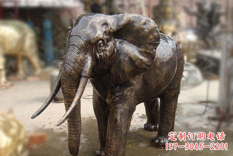 重庆公园铜雕象牙大象动物雕塑