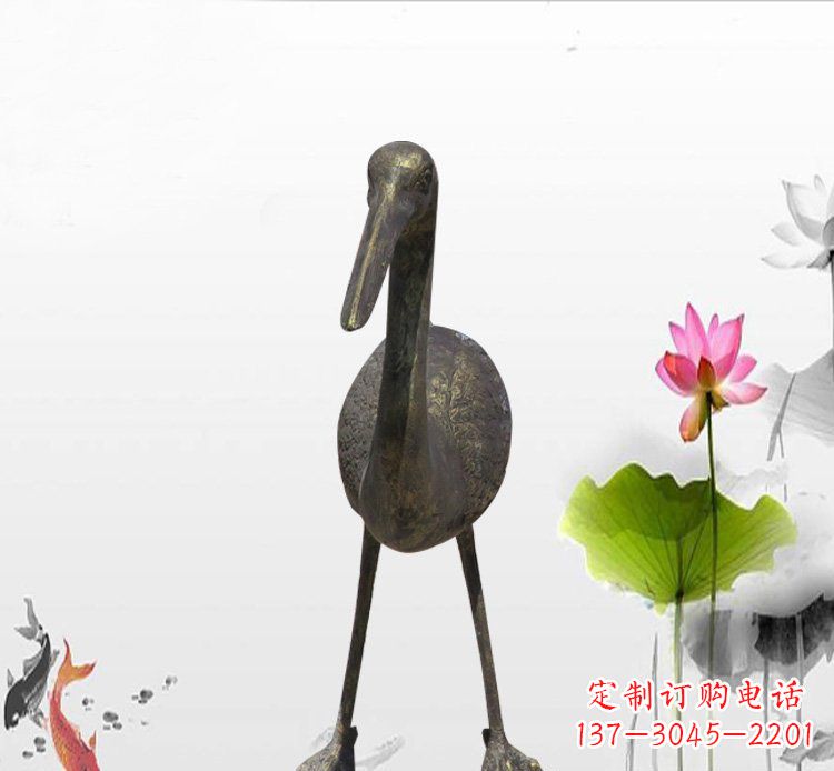 重庆公园铜雕仙鹤动物雕塑