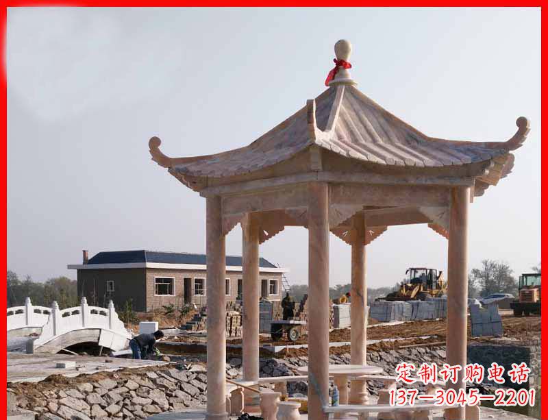 重庆红六角石凉亭雕塑