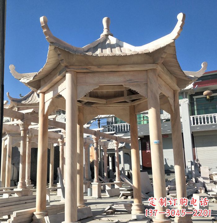 重庆公园晚霞红凉亭雕塑
