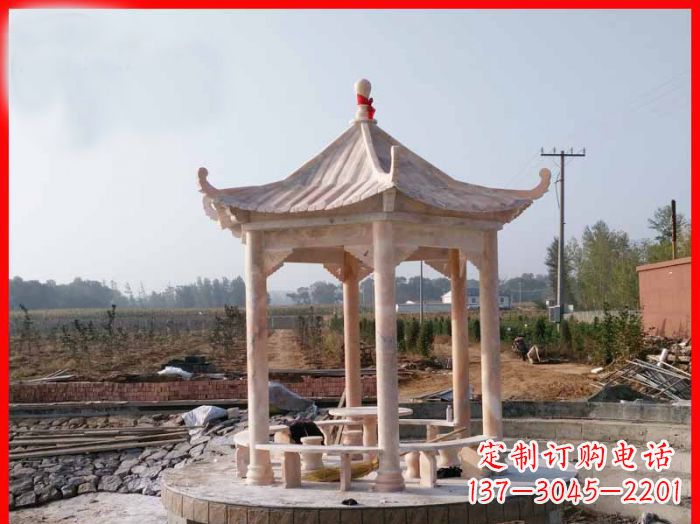 重庆享受晚霞红,迎接舒适凉亭雕塑