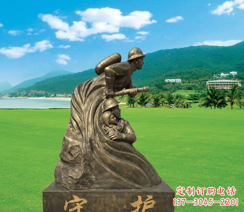 重庆弘扬消防文化的消防员雕塑