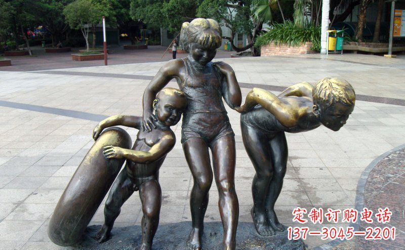 重庆公园小孩小品铜雕