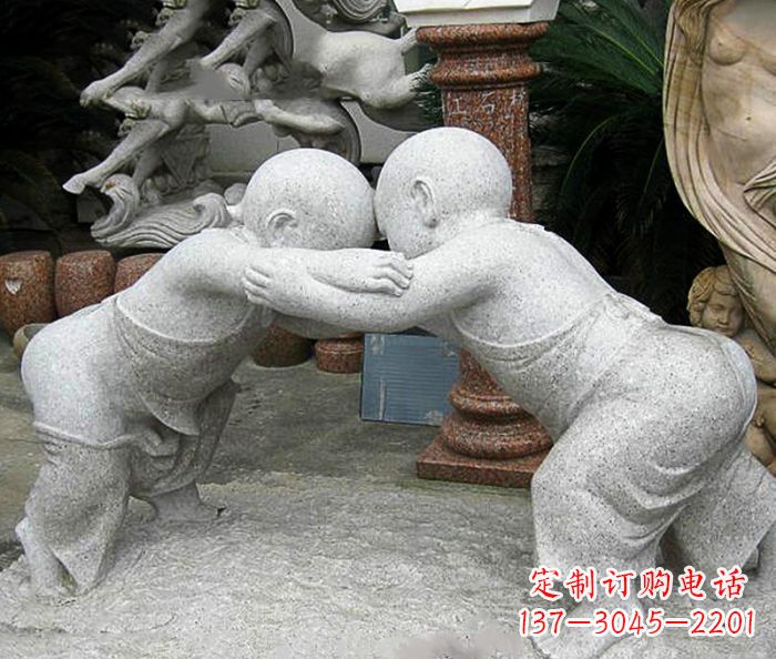 重庆可爱小孩摔跤石雕