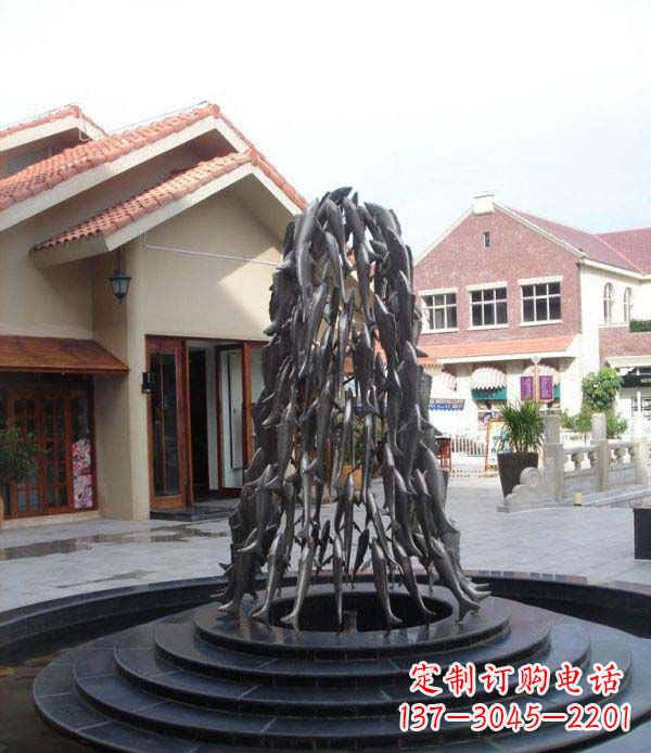 重庆欢乐鱼群,喷泉铜雕