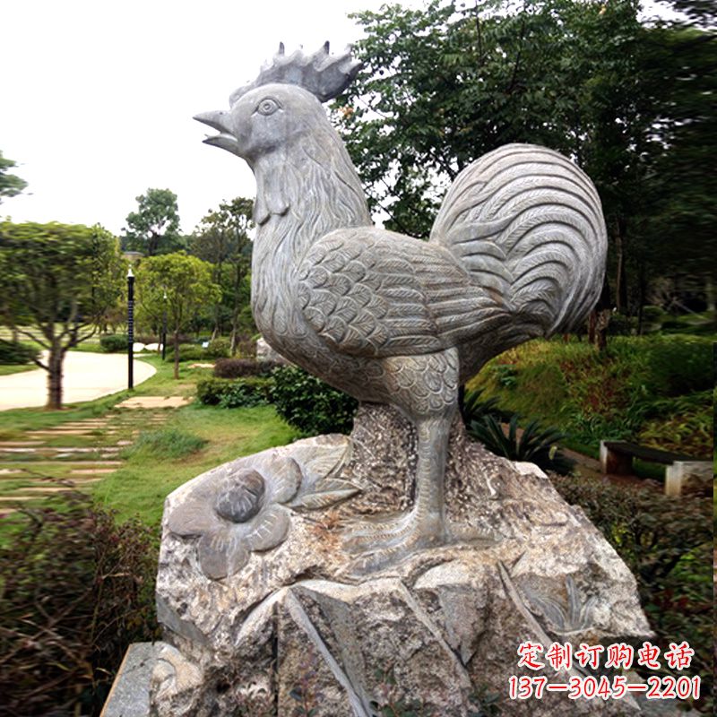 重庆公园园林石雕酉鸡生肖动物景观雕塑