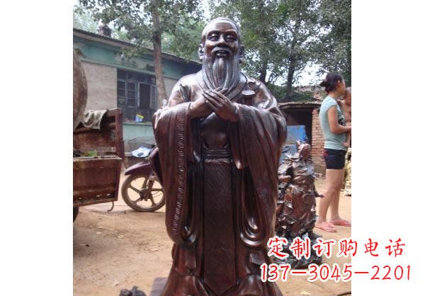 重庆古代教育家人物孔子玻璃钢仿铜雕塑