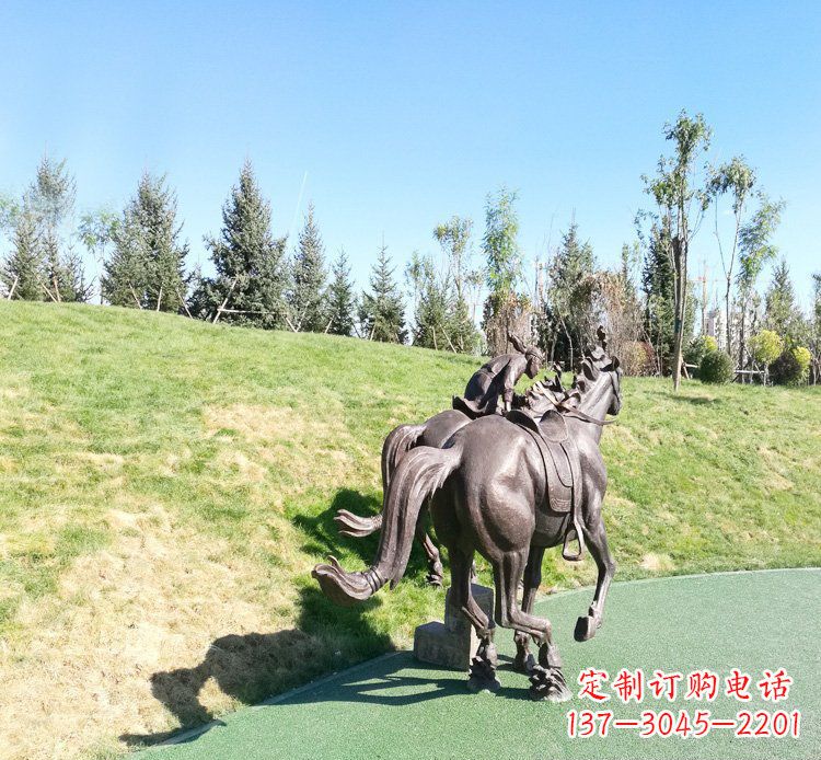 重庆古代马术人物铜雕