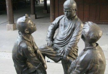 重庆铜雕男孩斗鸡小品雕塑