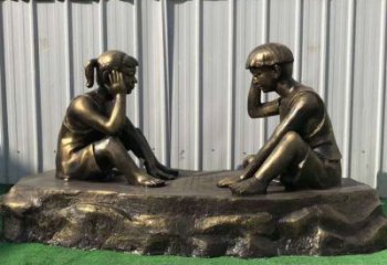 重庆儿童雕塑-铜雕下棋展示精美的艺术