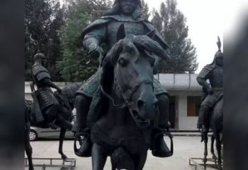 重庆英姿飒爽古代将军骑马铜雕