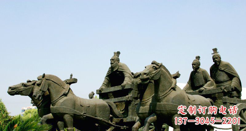 重庆古代人物骑马车园林景观雕塑