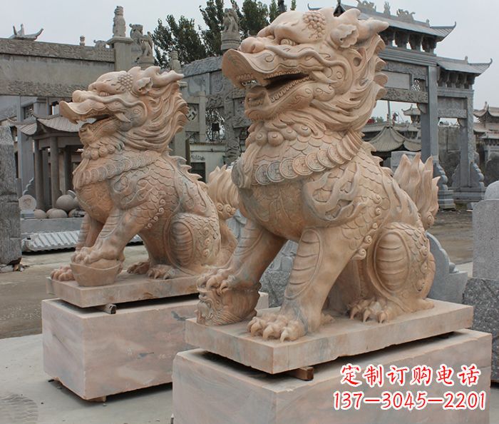 重庆古代神兽晚霞红麒麟石雕 (2)