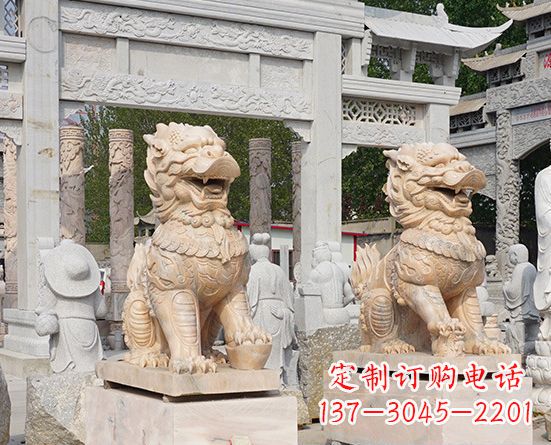 重庆古代神兽晚霞红麒麟石雕 (3)