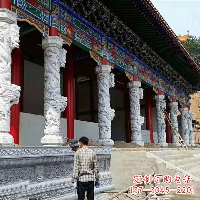 重庆古建汉白玉龙柱石雕