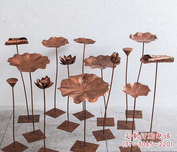 重庆精美古铜色荷花不锈钢雕塑