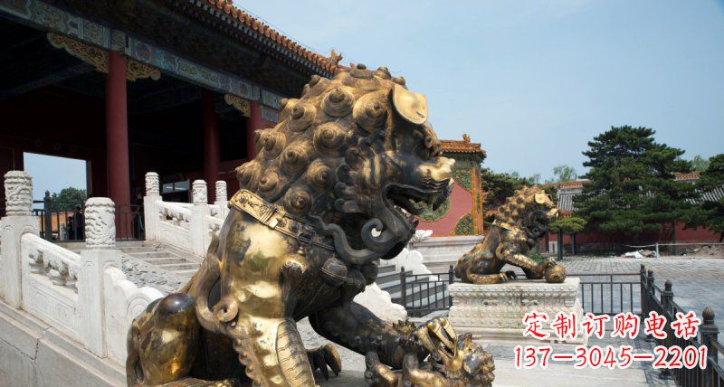 重庆故宫黄铜狮子雕塑