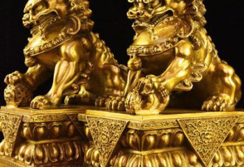 重庆故宫金狮子雕塑，精工细技定制爱心图案