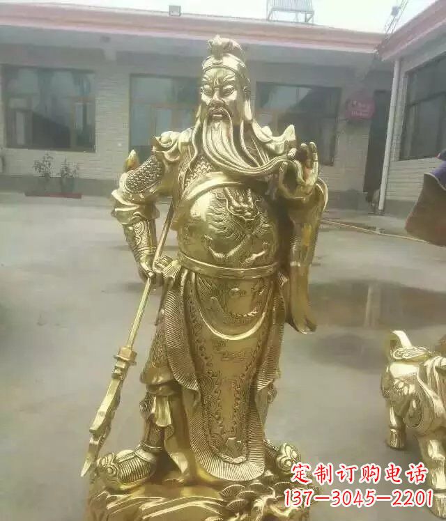 重庆中领雕塑定制关公提刀武财神铜雕