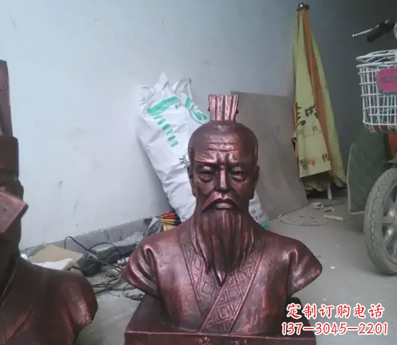 重庆管仲古代人物胸像铜雕,展现古代官僚风范