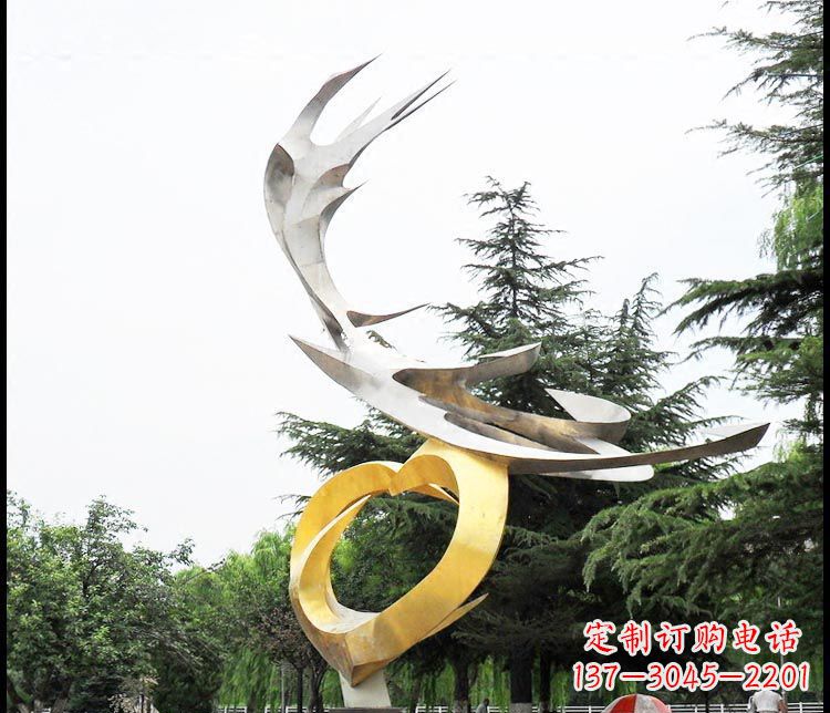 重庆广场不锈钢抽象凤凰摆件雕塑