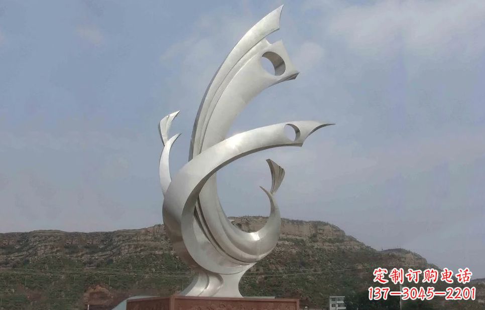 重庆广场不锈钢抽象凤凰雕塑 (5)