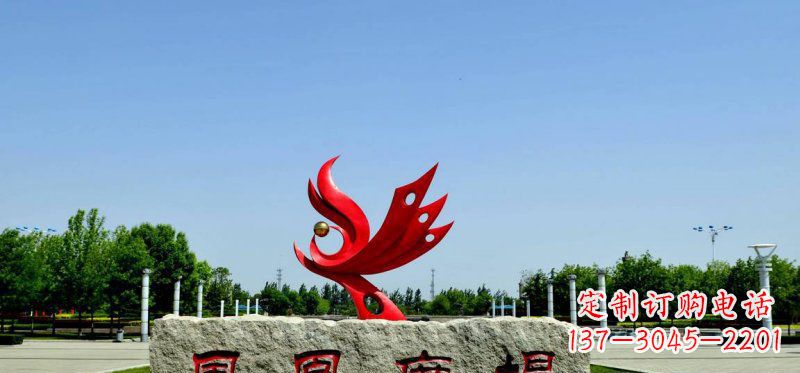 重庆广场不锈钢抽象凤凰雕塑 (3)